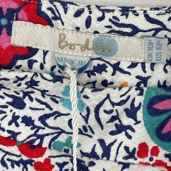 NWT Boden Multicolor Floral Print Side Zip Cropped Al Fresco Pants Size 6P - Picture 3 of 8